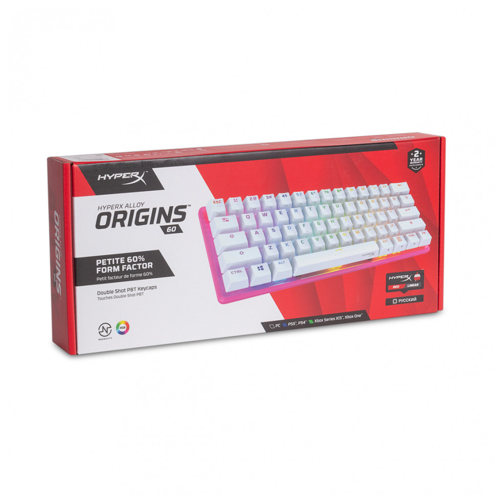 Клавиатура, HyperX, 572Y6AA#ACB, Alloy Origins 60 Pink, Игровая, Механическая, HyperX Red switch