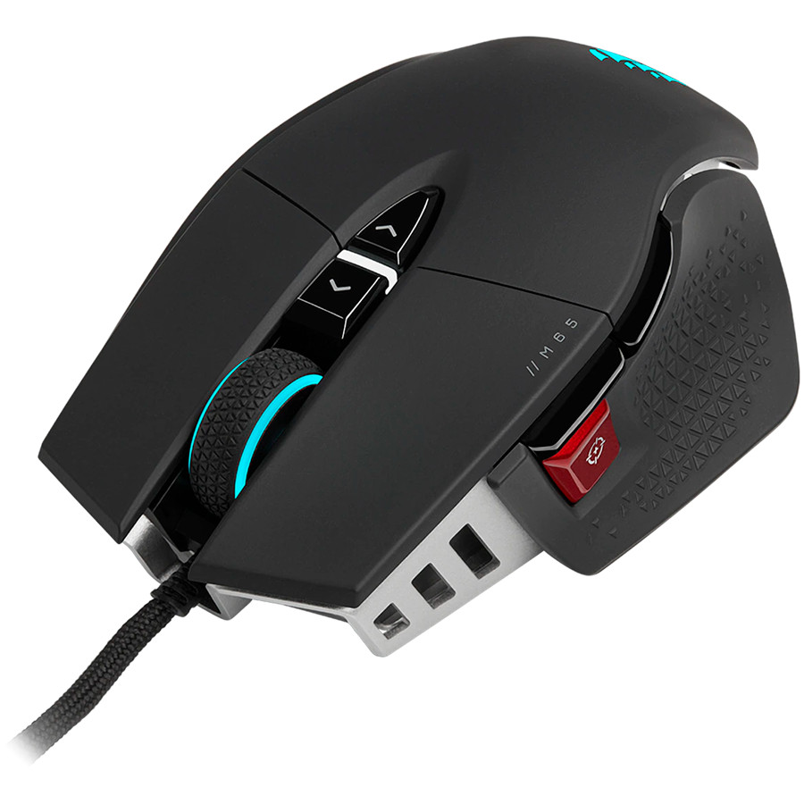 Corsair M65 RGB ULTRA Gaming Mouse, Backlit RGB LED, Optical, Silver ALU, Black, EAN:0840006657606