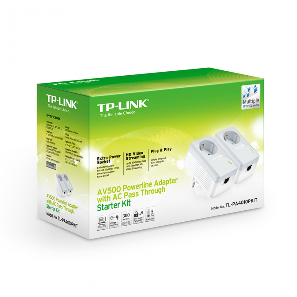 Комплект Powerline адаптеров TP-Link TL-PA4010PKIT