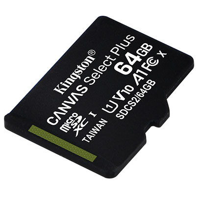 Карта памяти Kingston 64GB microSDXC Canvas Select Plus 100R A1 C10 Single Pack w/o Adapter, SDCS2/64GBSP