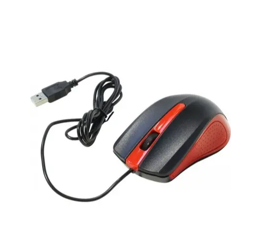 Компьютерная мышь Oklick 225M черный/красный оптическая (1200dpi) USB