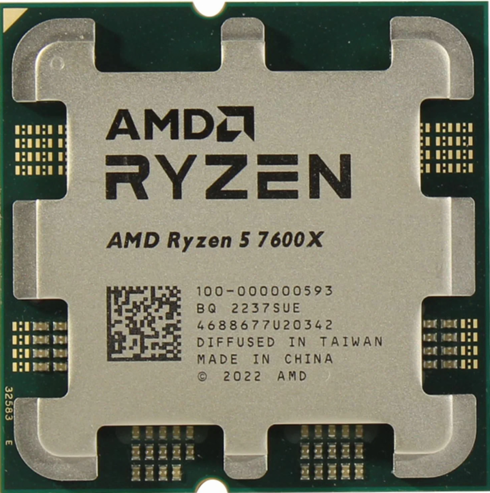 Процессор AMD Ryzen 5 7600X 4,7Гц (5,3ГГц Turbo) 6C/12T 32MB L3 105W-142W AM5 OEM 100-000000593