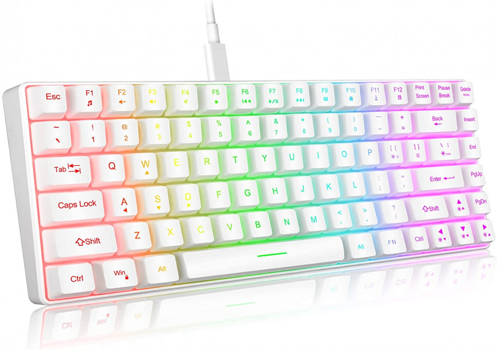 Механическая клавиатура DARK ALIEN K84 RGB, ENG, три режима, белый