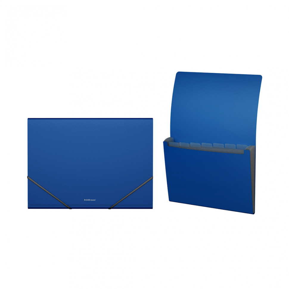 Папка-картотека пластиковая ErichKrause® Classic, с 6 отделениями, A4, синий (в дисплее по 6 шт.)