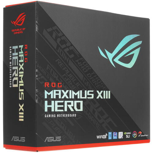 Сист. плата ASUS ROG MAXIMUS XIII HERO, Z590, 1200, 4xDIMM DDR4,3xPCI-E x16, PCI-Ex1, 4xM.2,6xSATA,2x2.5Gb Ethernet,BOX