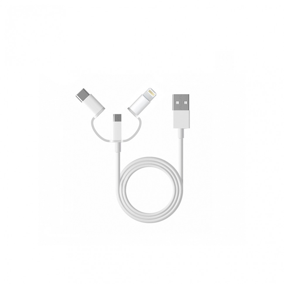 Интерфейсный кабель Xiaomi Lighting/Type-C/Micro-USB 100cm 3 в 1 Белый