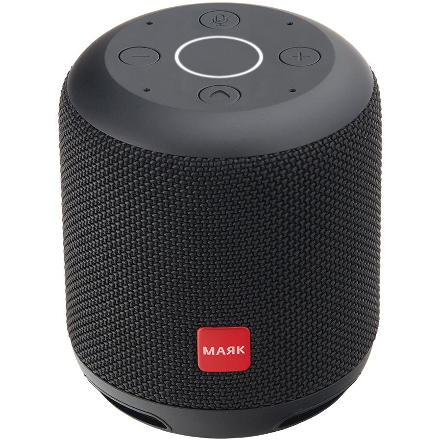 Prestigio Smartmate, smart speaker with Yandex Alisa voice assistant, built-in 7.4V@ 2x2200mAh battery, 2x3W sound power, 4 sensitive microphones, Wi-Fi/Bluetooth modes, AUX port, 3 month of Yandex.Plus included, compact design, black color.