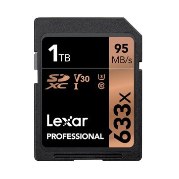 LEXAR 1TB Professional 633x SDXC UHS-I cards, up to 95MB/s read 70MB/s write C10 V30 U3 EAN: 843367105564