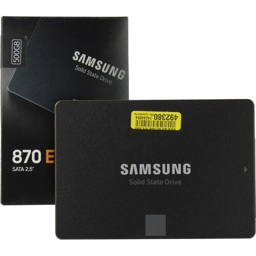 Твердотельный накопитель SSD Samsung 870 EVO, MZ-77E500BW, 500 ГБ, 2.5" SATA III, чтение: 560 МБ/с, запись: 530 МБ/с,TLC