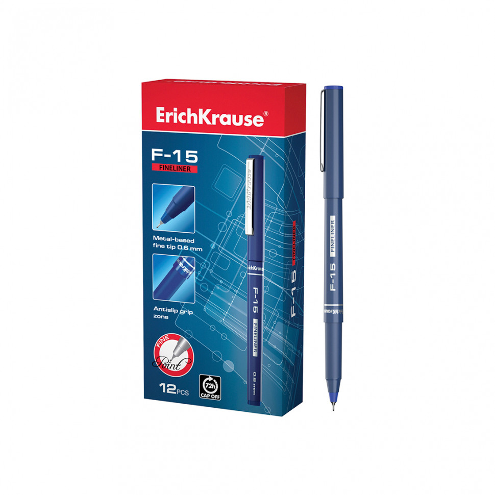 Ручка капиллярная ErichKrause® F-15 37065 цвет чернил синий