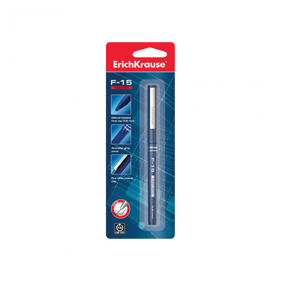 Ручка капиллярная ErichKrause® F-15 37102 цвет чернил синий