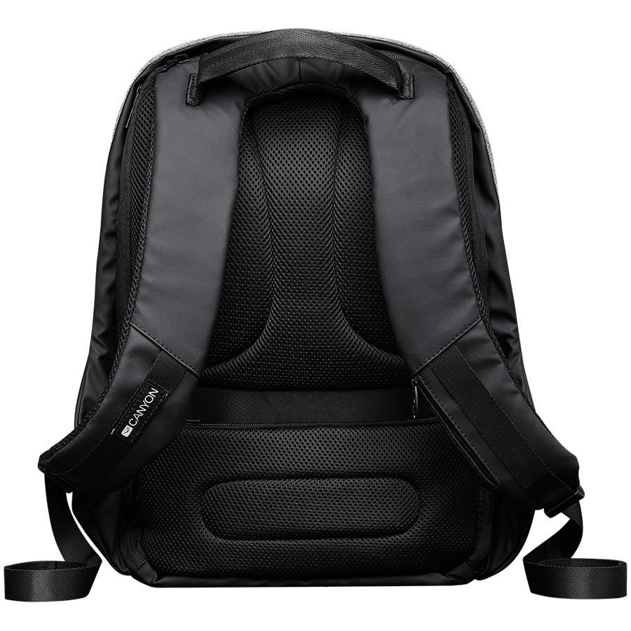 CANYON BP-9, Anti-theft backpack for 15.6'' laptop, material 900D glued polyester and 600D polyester, black, USB cable length0.6M, 400x210x480mm, 1kg,capacity 20L