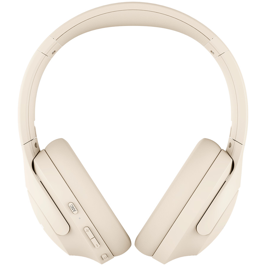 CANYON OnRiff 10, Canyon Bluetooth headset,with microphone,with Active Noise Cancellation function, BT V5.3 AC7006, battery 300mAh, Type-C charging plug, PU material, size:175*200*84mm, charging cable 80cm and audio cable 150cm, Beige, weight:253g