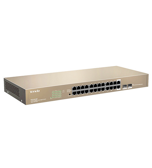 Сетевой коммутатор Tenda TEG1024F ,Switch 24 port 10/100/1000 Mbit + 2 SFP, L2, rack/desktop