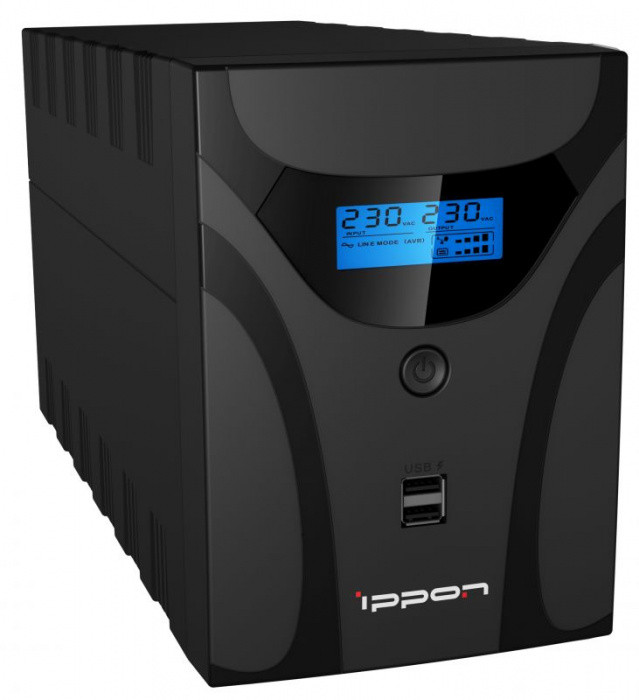 ИБП Ippon Smart Power Pro II 1200 Euro, 1200VA, 720Вт, AVR 162-290В, 4хEURO, управление по USB, RJ-45, LCD