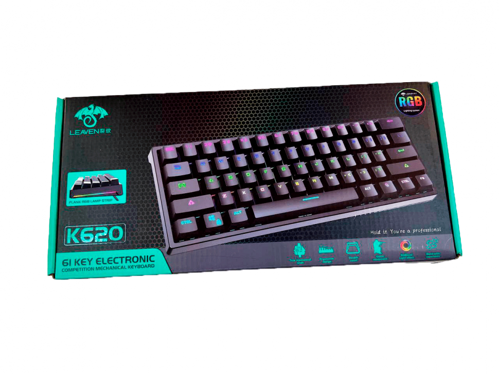 Механическая клавиатура LEAVEN K620, 61-key, RU+ENG, бело-черный