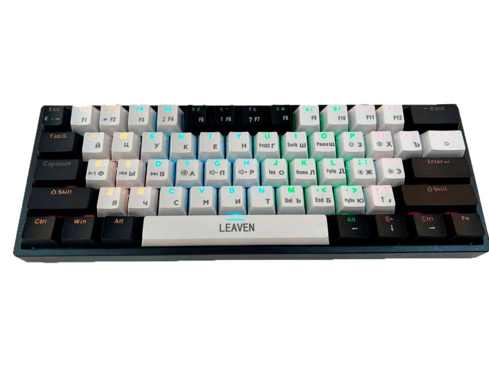 Механическая клавиатура LEAVEN K620, 61-key, RU+ENG, черно-белый