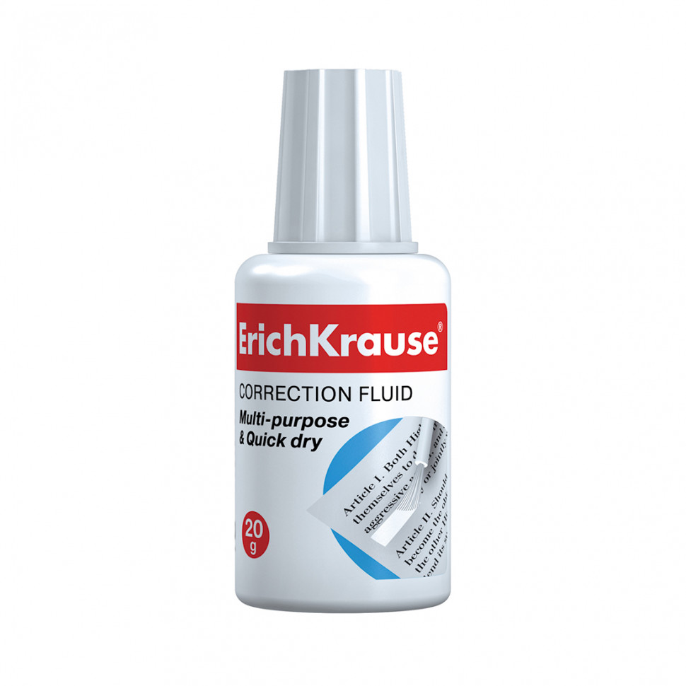 Корректирующая жидкость с кисточкой ErichKrause® Extra, 20г (в пластиковом поддоне по 10 шт.)