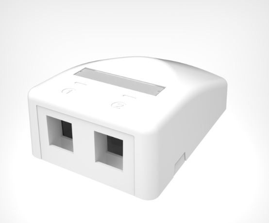 Office Box compact for 2 Modular Jack RJ45 KJX-6A, white, (w/o MJ)