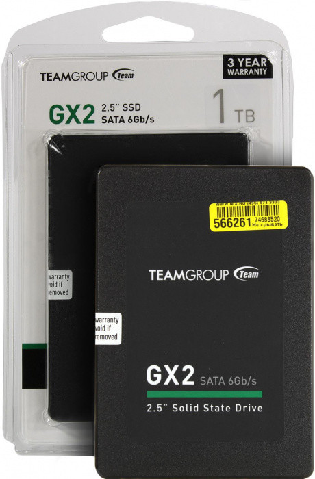 SSD-накопитель Team Group GX2 1TB, 2.5", 7mm, SATA-III 6Gb/s, T253X2001T0C101