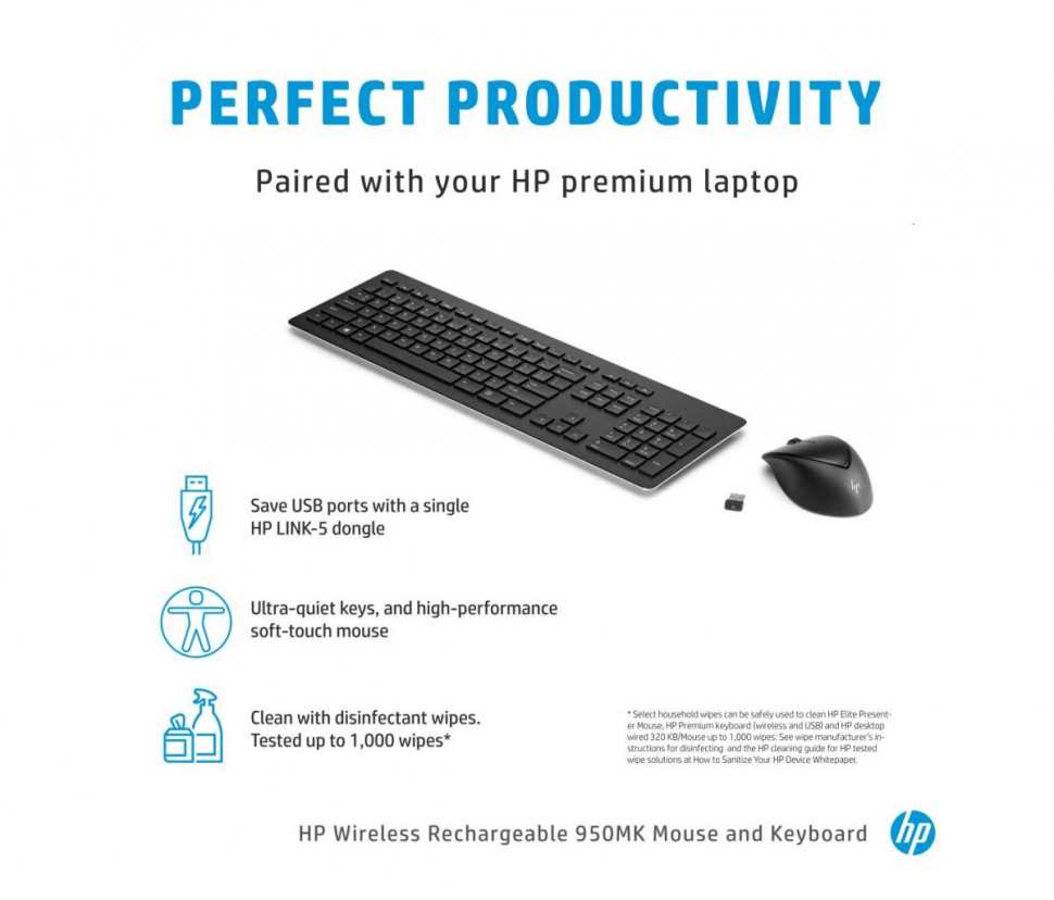 Беспроводной комплект HP 3M165AA WLess 950MK Keyboard Mouse