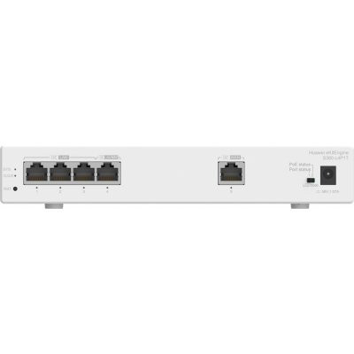 Шлюз мультисервисный Huawei S380-L4P1T (1xGE WAN, 4xGE LAN, PoE+ 50W, 150 users, f.performance 2Gbps,12V DC)
