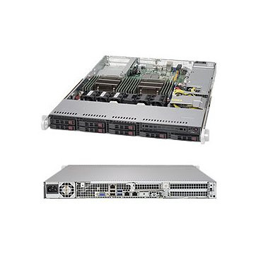 Supermicro 1U Rackmount chassis, support for motherboard size: 12" x 13" E-ATX and 13.68" x 13", 8 x 2.5" hot-swap SAS3/SATA3 (2 NVMe Ports) drive bay, 1U 600W platinum efficiency multiple output power supply w/pmbus