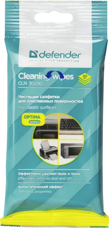 Универсальные чистящие салфетки для поверхностей Defender CLN 30200 Optima, пакет с подвесом 20 шт