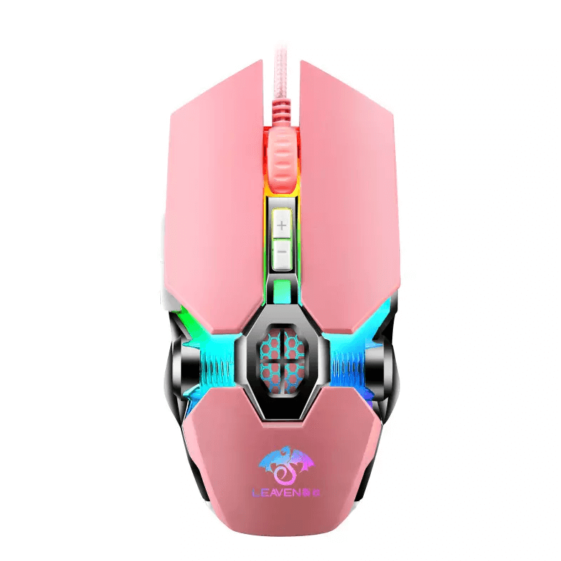Игровая проводная мышь LEAVEN S30, розовый