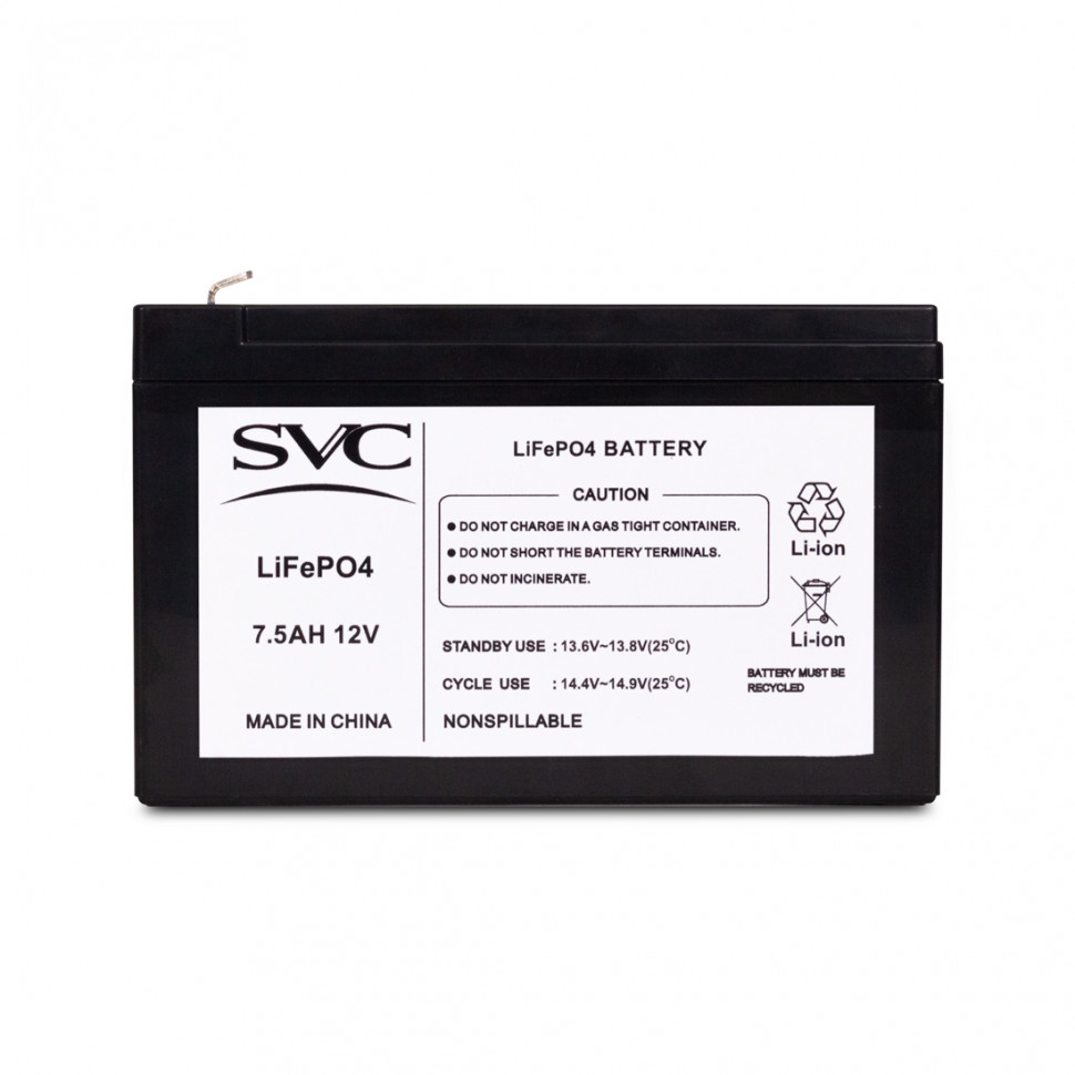 Батарея, SVC, 12V 7.5Ah LiFePO4 , Размер в мм.: 95*151*65