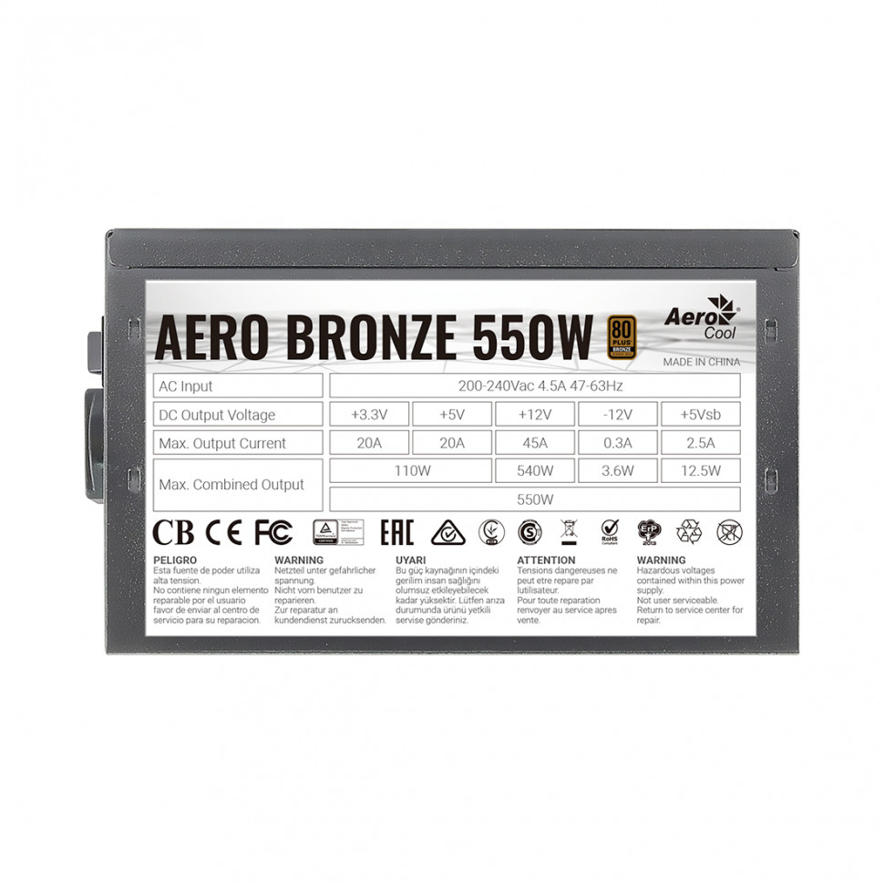Блок питания Aerocool AERO BRONZE 550W