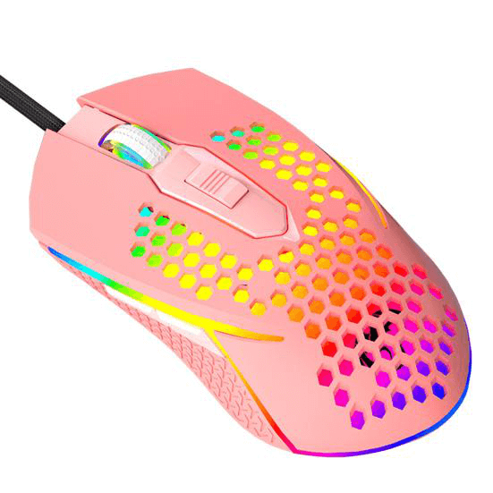 Игровая проводная мышь LEAVEN S50, розовый