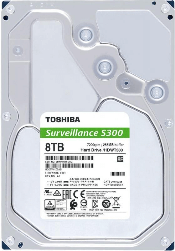 Жесткий диск Toshiba Surveillance S300 8Tb, HDD, 3.5", 7200rpm, 256MB, SATA III 6Gb/s, HDWT380UZSVA